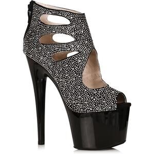 Ellie Shoes Black Ankle Boots w/ Rhinestones 709-WENDY Size 8, Platform Stiletto